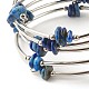 Bracelets enveloppants en perles de lapis-lazuli naturel à 5 boucle pour femme BJEW-JB01517-10-5