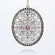Antique Silver Plated Alloy Oval Big Pendants ALRI-N021-06-1
