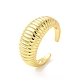 Rack Plating Brass Croissant Open Cuff Ring for Men Women RJEW-D076-06G-3