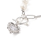 Collana con pendente a cuore in zirconia cubica trasparente con perle naturali in rilievo NJEW-TA00048-6