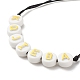 Bracelet en perles tressées rondes plates en acrylique avec lettres pour femmes BJEW-JB07571-02-4