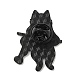 猫エナメルピン  バックパックの衣類用の黒合金ブローチ  ペルー  33x24.5x1.5mm JEWB-H020-07EB-01-2