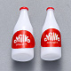 樹脂ビーズ  ステッカー付き  穴なし/ドリルなし  単語ミルク付き牛乳瓶 cosrbtie  レッド  24x10x9mm X-CRES-N022-34A-1