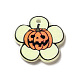 ハロウィンプリントアクリルパーツ  かぼちゃ模様のチャーム  花  20x21x2.5mm  穴：2mm MACR-O046-07A-1