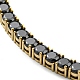 ラインストーンのブレスレット  本物の 14K ゴールドメッキ 304 ステンレススチール リンク チェーン ブレスレット  ジェット  9-1/8インチ（23cm） BJEW-C049-01G-04-2