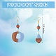 2 paio 2 orecchini pendenti in resina a forma di goccia e ciambella in stile e legno di noce EJEW-SW00014-02-2