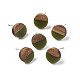 Серьги-гвоздики из непрозрачной смолы и орехового дерева EJEW-N017-008-B08-1
