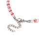 Collier pendentif coeur en verre avec chaînes perlées pour femme NJEW-TA00060-7