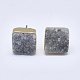 Natural Dyed Druzy Quartz Stud Earrings EJEW-P165-A07-2