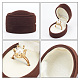 ベルベットシングルリングボックス  結婚指輪のギフトケース  オーバル  ココナッツブラウン  5.35x3.9x3.65cm VBOX-WH0005-04-3