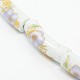 Perles de tube incurvées en céramique de porcelaine imprimée de fleurs faites à la main PORC-L014-15-2