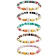 5 pièces 5 couleurs argile polymère heishi bracelets extensibles en perles ensembles BJEW-SZ0001-55-1