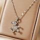Ожерелья с подвеской из латунных блестящих прозрачных кубических цирконий с рисунком медведя для женщин EB4011-1-1