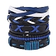 5Pcs 5 Style Adjustable Braided Imitation Leather Cord Bracelet Sets with Waxed Cord for Men BJEW-F458-01-1