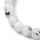Bracelet extensible en perles rondes en pierre de lune arc-en-ciel naturelle BJEW-TA00343-2
