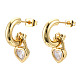 Cubic Zirconia Heart Padlock Dangle Stud Earrings EJEW-N011-119-2