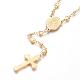 Cruz crucifijo con collar de abalorios de rosario ovalada NJEW-E070-33G-5