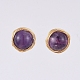 Natural Amethyst Ball Stud Earrings EJEW-JE03980-01-3