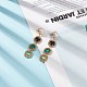 Glass Rectangle Beaded Long Dangle Stud Earrings with Imitation Pearl EJEW-TA00141-01-4