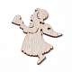 未染色の木製の大きなペンダント  天使  バリーウッド  69.5x55.5x2.5mm  穴：2.5mm WOOD-S040-11-2