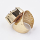 天然石ドゥルージーアゲートカフ指輪指輪  真鍮パーツ  オーバル  ゴールドカラー  サイズ8  18mm RJEW-K226-01G-3