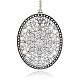 Antique Silver Plated Alloy Oval Big Pendants ALRI-N021-02-1