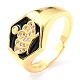 Adjustable Real 18K Gold Plated Brass Enamel Finger Ringss RJEW-L071-31G-3