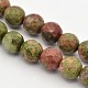 Faceted Round Natural Unakite Beads Strands G-E302-070-6mm-1