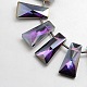 Half Black Plated Electroplate Crystal Glass Trapezoid Beads Strands EGLA-F073D-01-1