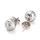 Textured Round Bead 304 Stainless Steel Stud Earring Findings EJEW-O104-01P-2