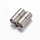 Column 304 Stainless Steel Magnetic Clasps with Glue-in Ends X-STAS-I026-01-2