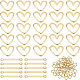 Benecreat 90 pièces 3 styles véritables liens plaqués or 18k anneaux de liens coeur en laiton DIY-BC0006-19-1