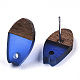 Серьги-гвоздики из прозрачной смолы и орехового дерева MAK-N032-010A-A01-3