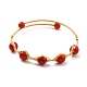 Bracelet manchette enveloppé d'agate rouge naturelle BJEW-A122-04B-1