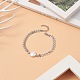 Bracelet à maillons en perles naturelles avec 304 chaines épis en acier inoxydable pour femme BJEW-TA00214-2