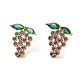 Rack Plating Real 18K Gold Plated Brass Grape Stud Earrings EJEW-B034-15G-1