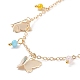 Brass Butterfly & Glass Beaded Charms Necklace with 304 Stainless Steel Chains for Women NJEW-TA00042-6