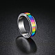 Anello rotante rettangolo smaltato con bandiera dell'orgoglio color arcobaleno RABO-PW0001-038F-2