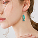 FIBLOOM 2 Pairs 2 Colors Glass Rectangle with Leaf Dangle Earring EJEW-FI0001-16-5