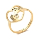 Ion Plating(IP) 304 Stainless Steel Heart with Horse Adjustable Ring for Women RJEW-M149-20G-3