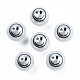 ABSプラスチックパール調ビーズ  プリント付き  笑顔でラウンド  ブラック  10mm  穴：1mm KY-N015-147-2