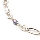 304 Stainless Steel Oval & Ring Link Chains Necklace with Natural Pearl Beaded for Women NJEW-JN03873-6