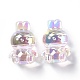 UV Plating Rainbow Iridescent Acrylic Beads OACR-H015-08-3