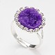 Adjustable Druzy Round Resin Silver Color Plated Brass Finger Rings RJEW-JR00138-01-2