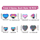 SUPERFINDINGS 40Pcs 4 Style Rainbow Color Alloy Beads Plating Heart Beads Love Heart Spacer Beads for DIY Bracelet Necklace Crafts Jewelry Hole: 1.2~1.6mm FIND-FH0004-34-2