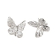 Фурнитура для сережек-гвоздиков с бабочками из латуни с микропаве из прозрачных кубических цирконий KK-F921-02P-2