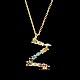 925 ожерелье из стерлингового серебра с буквой z и разноцветным кубическим цирконием для женщин NJEW-BB72216-K-2