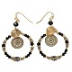 Латунные стеклянные плоские круглые серьги с подвесками из рондель-бусины FS-WG1FB0A-03-2