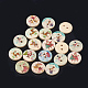 2-Hole Wooden Printed Buttons WOOD-S040-50-1