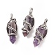 Natural Amethyst Pointed Pendants G-C051-01I-1